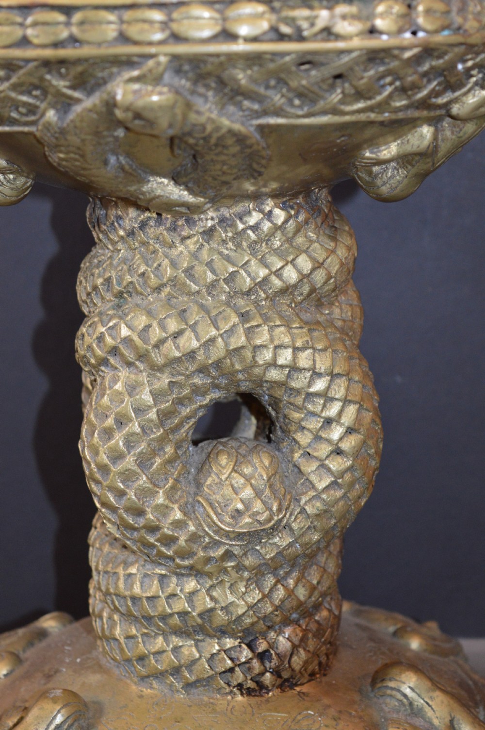 African Benin Bronze Ceremonial Stool/Pedestal, c1920 View II