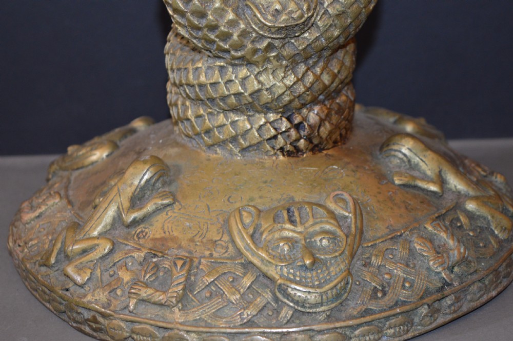 African Benin Bronze Ceremonial Stool/Pedestal, c1920 View III
