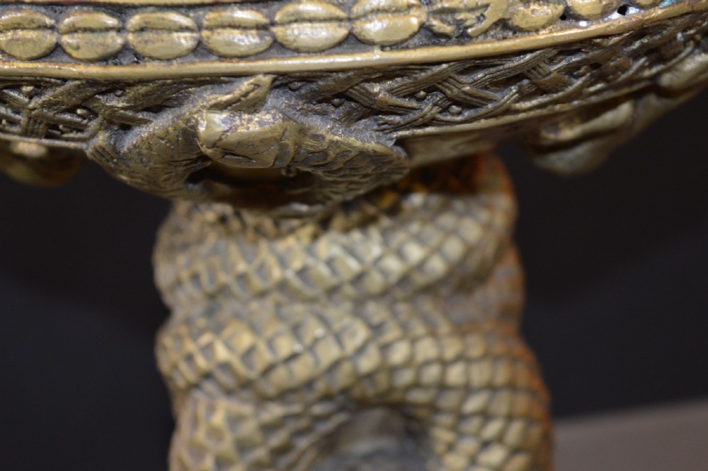 African Benin Bronze Ceremonial Stool/Pedestal, c1920 View XIV