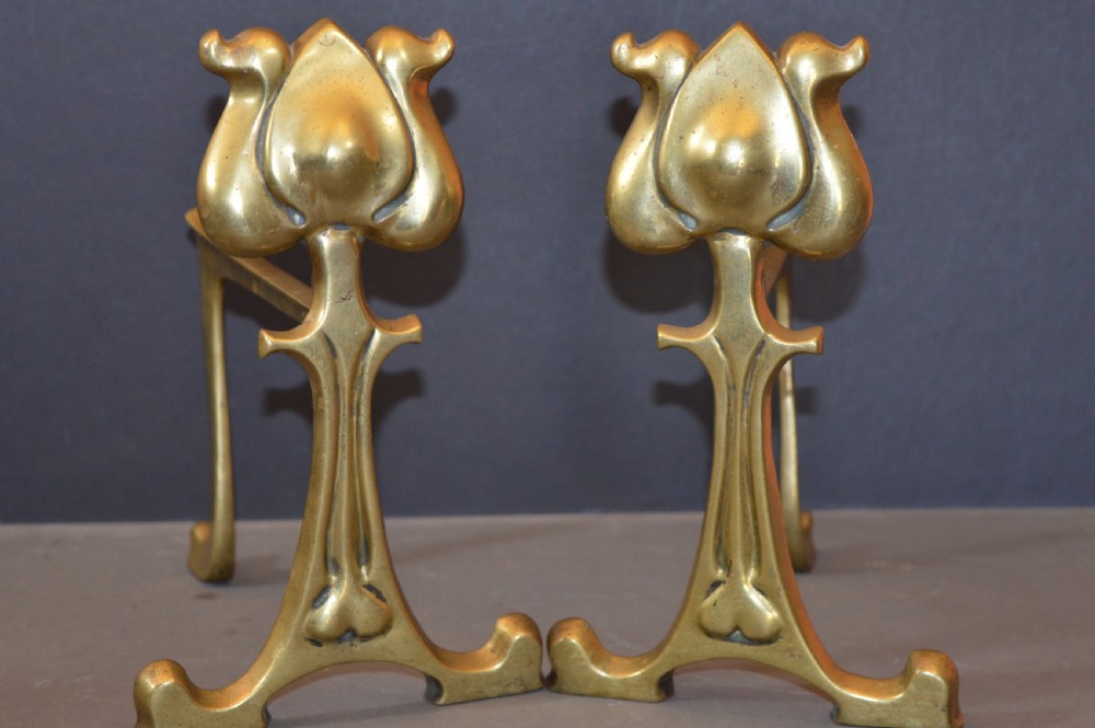 Pair Art Nouveau Fire Dogs,c1900