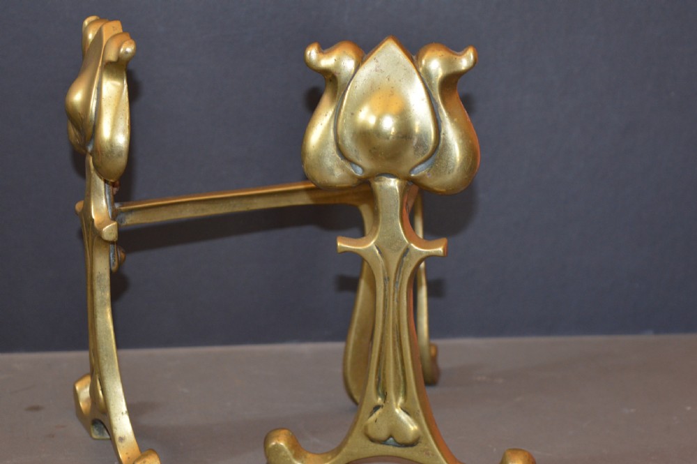 Pair Art Nouveau Fire Dogs,c1900 View IV