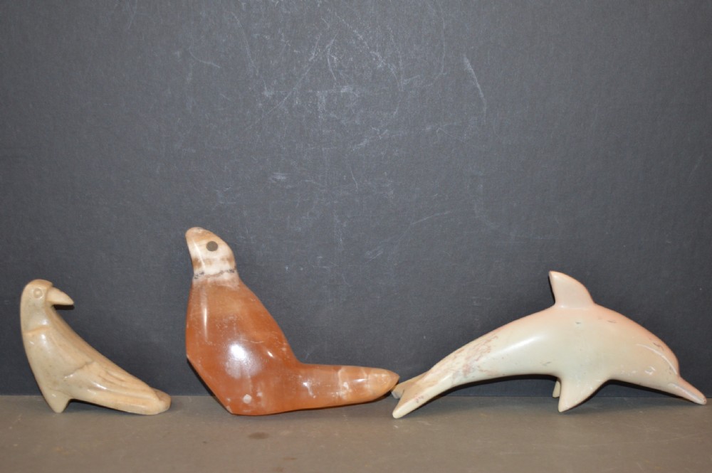 3 Inuit Carved Stone Statues,c1920 View VI