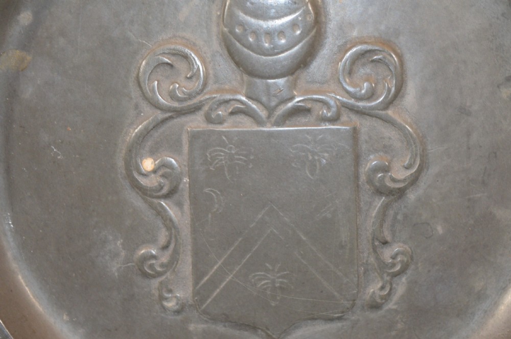Pair Pewter Plates Armorial Decoration,c1850 View IV