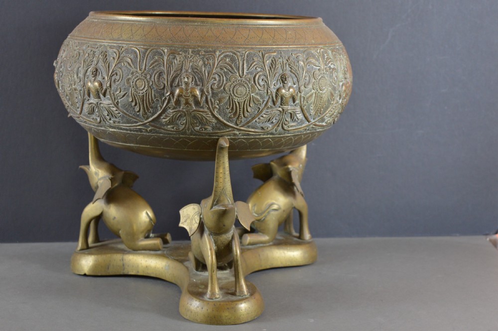 Large (8.5kg) Indian Brass/Bronze Bowl On Stand,c1880 View II
