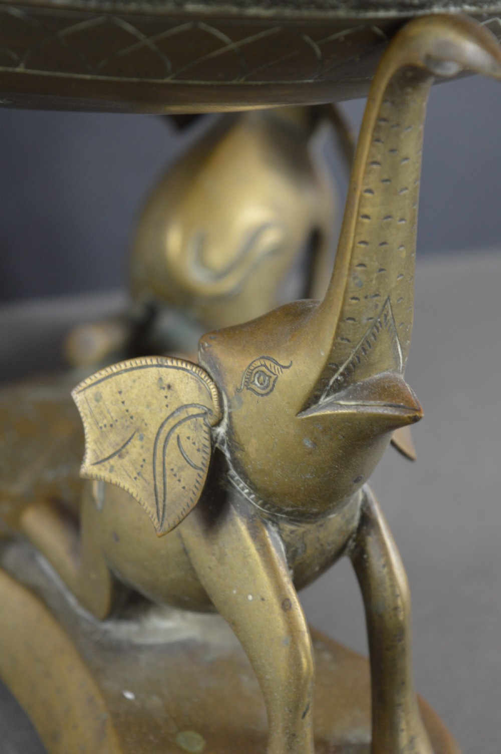 Large (8.5kg) Indian Brass/Bronze Bowl On Stand,c1880 View X