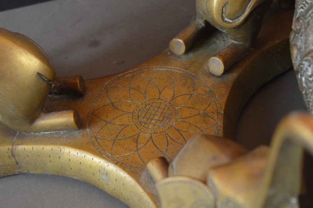 Large (8.5kg) Indian Brass/Bronze Bowl On Stand,c1880 View XIII