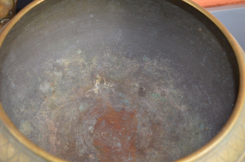 Large (8.5kg) Indian Brass/Bronze Bowl On Stand,c1880 View XIV
