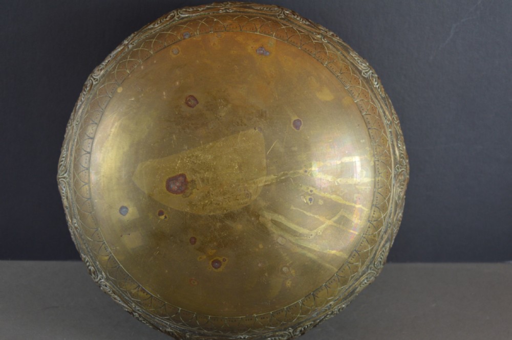 Large (8.5kg) Indian Brass/Bronze Bowl On Stand,c1880 View XV