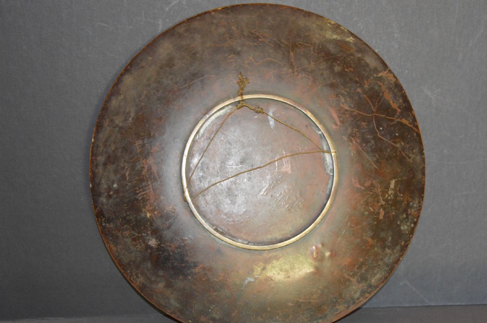 Large Japanese Bronze Charger, Silver Inlay,c1880 View VIII