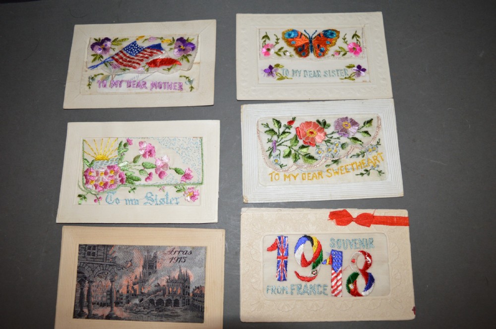 Six WW1 Silk Postcards,c1915