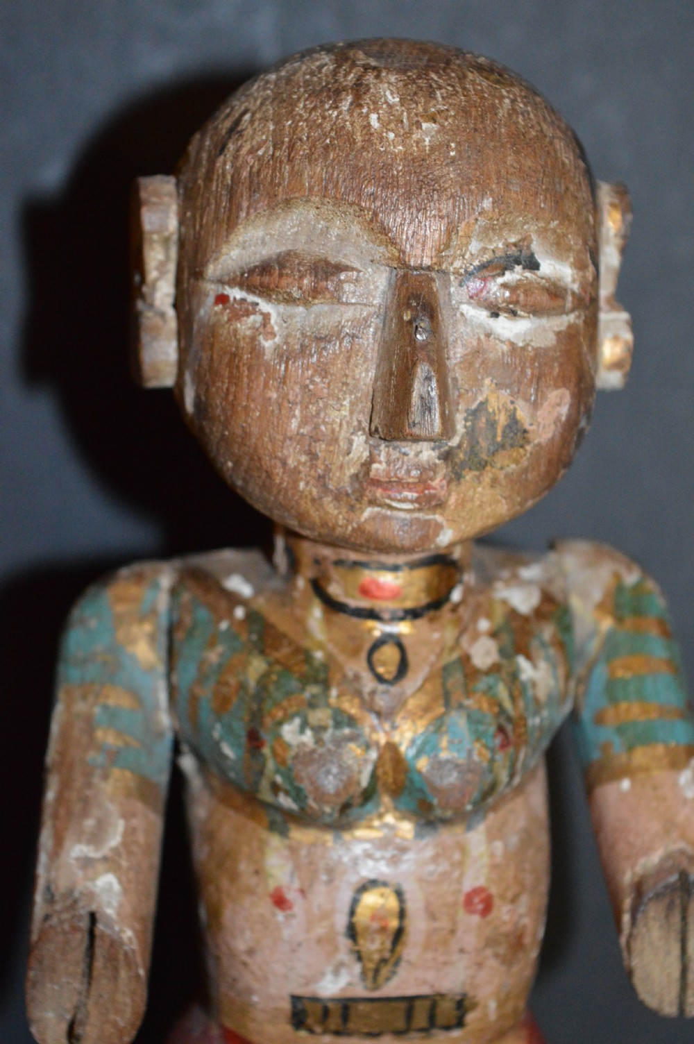 Pair Hand Carved Polychrome Indian Puppets,c1890 View V