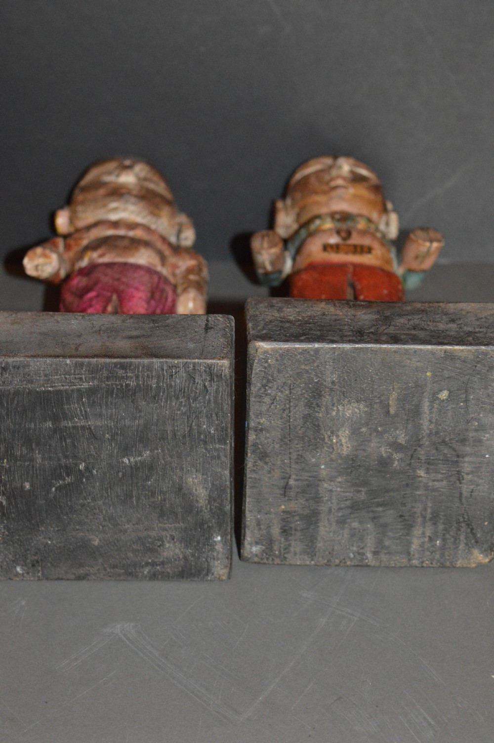 Pair Hand Carved Polychrome Indian Puppets,c1890 View IX