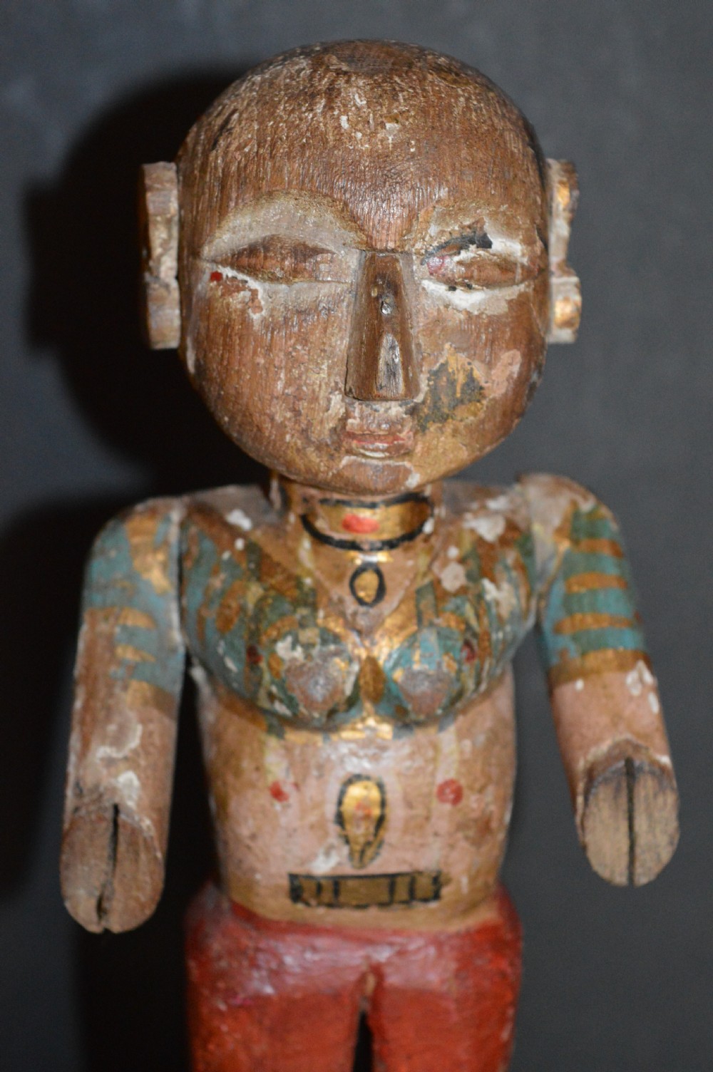 Pair Hand Carved Polychrome Indian Puppets,c1890 View X