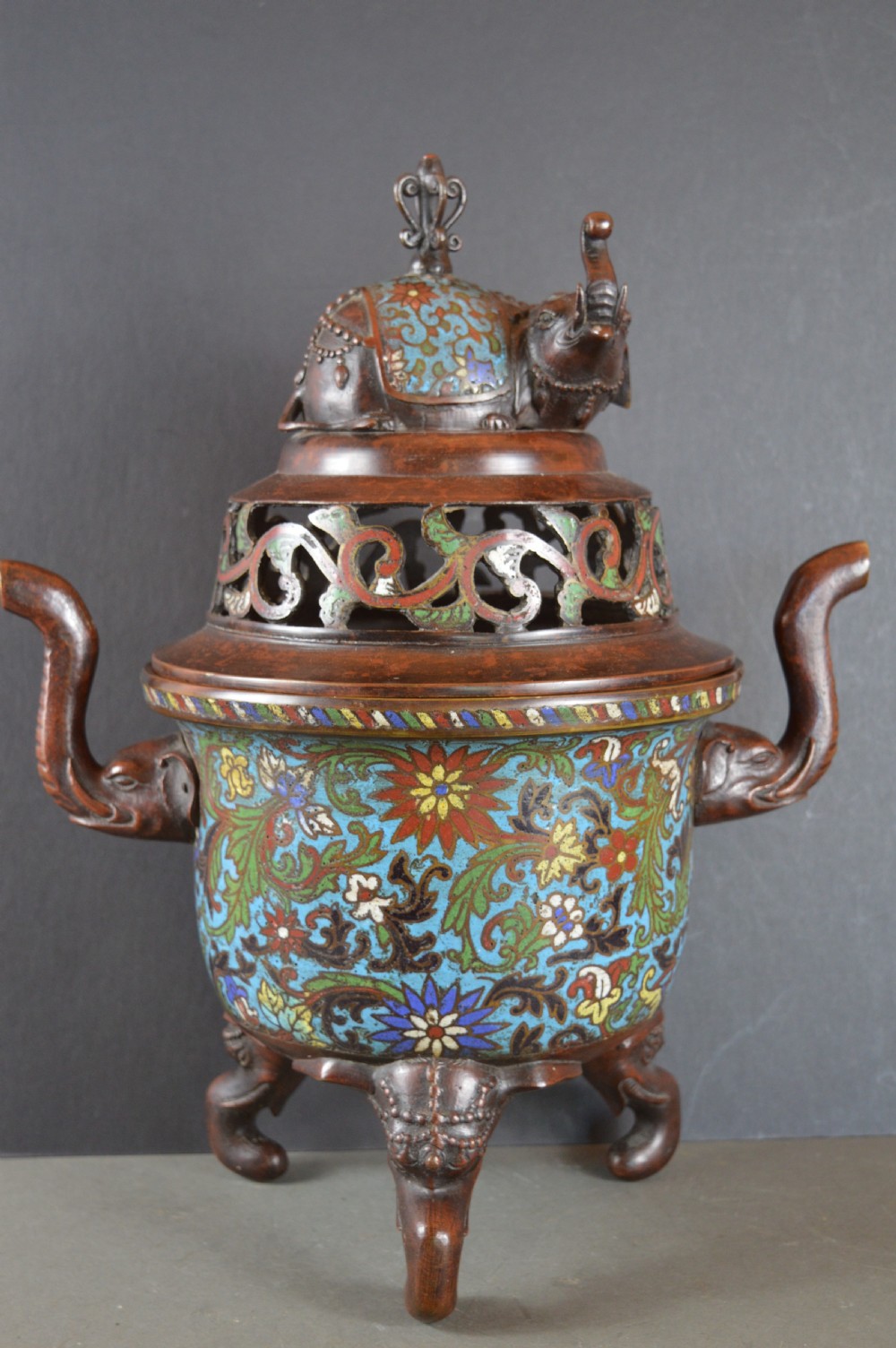 Large (5kg) Chinese Bronze Cloisonne Censer,c1850