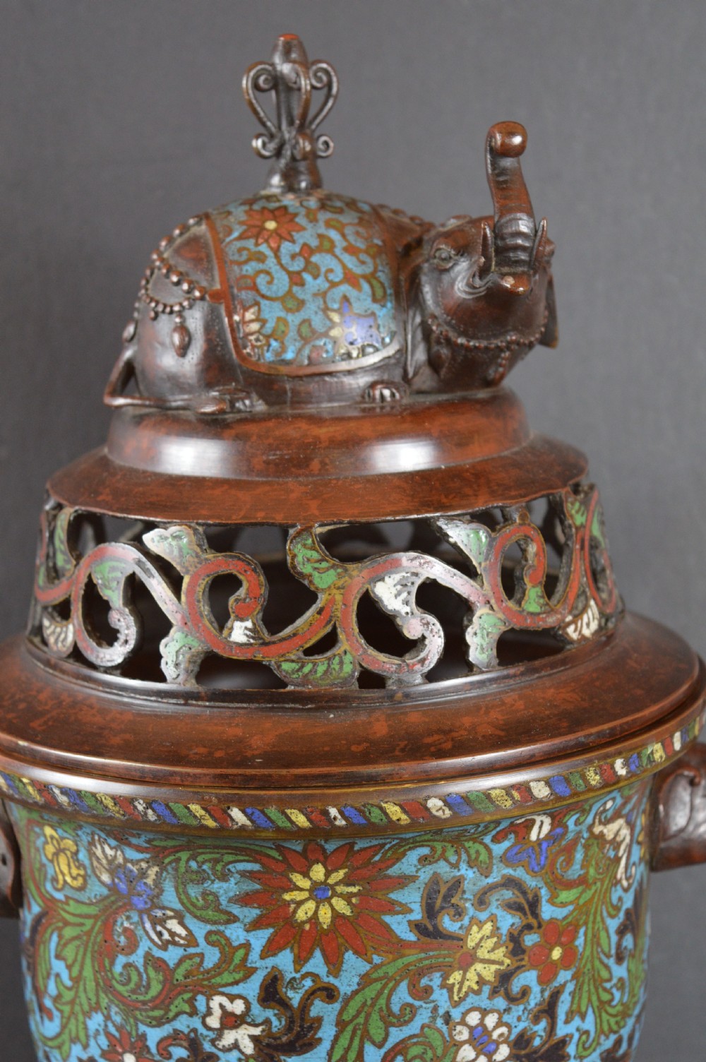 Large (5kg) Chinese Bronze Cloisonne Censer,c1850 View III