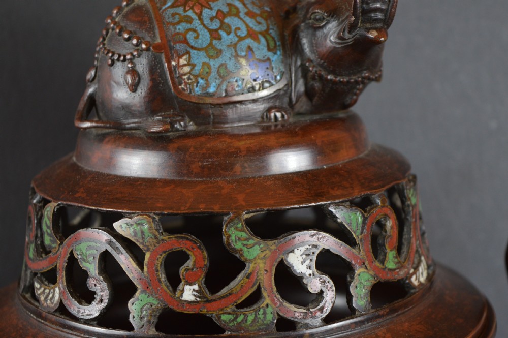 Large (5kg) Chinese Bronze Cloisonne Censer,c1850 View VII