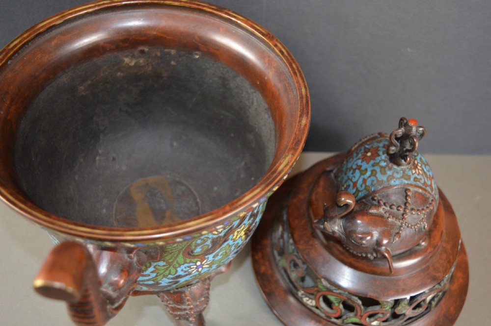 Large (5kg) Chinese Bronze Cloisonne Censer,c1850 View XIII