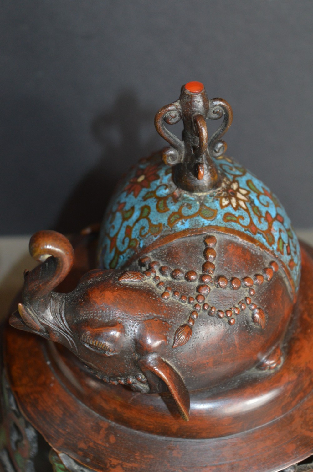 Large (5kg) Chinese Bronze Cloisonne Censer,c1850 View XIV