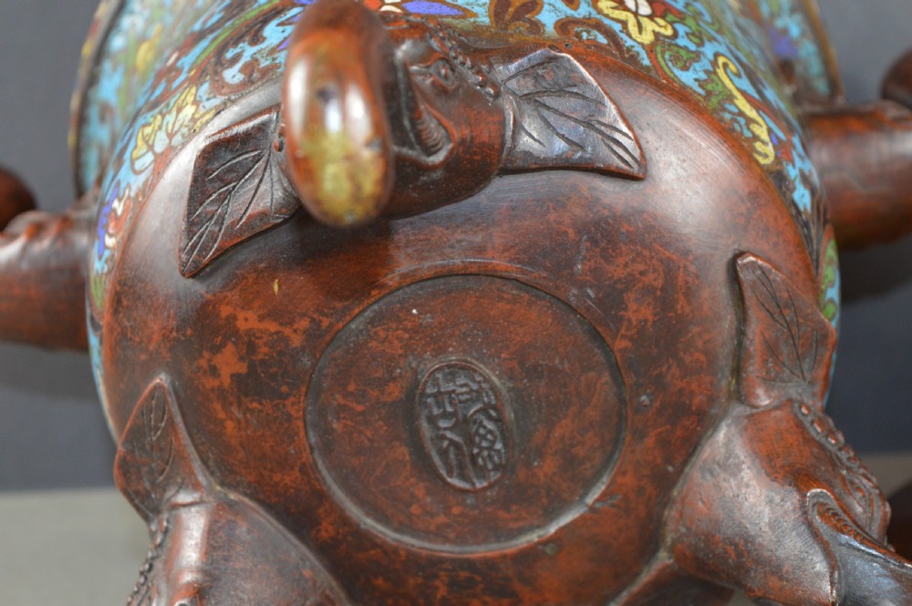 Large (5kg) Chinese Bronze Cloisonne Censer,c1850 View XV