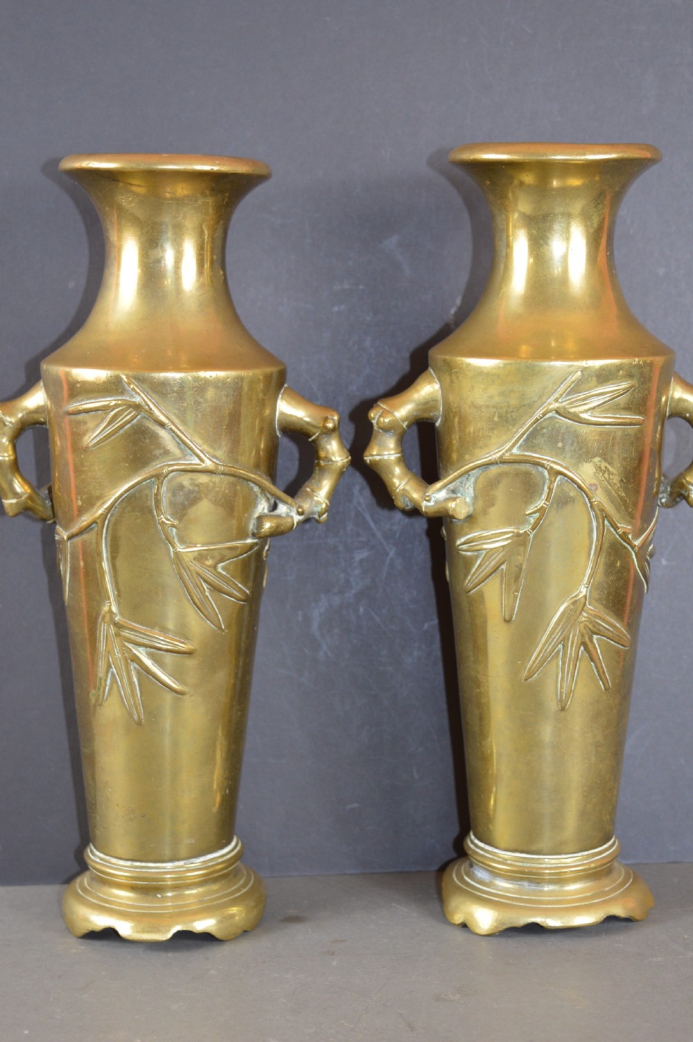 Pair Large (4kg) Japanese Bronze Vases,c1890