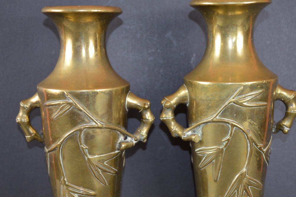 Pair Large (4kg) Japanese Bronze Vases,c1890 View II