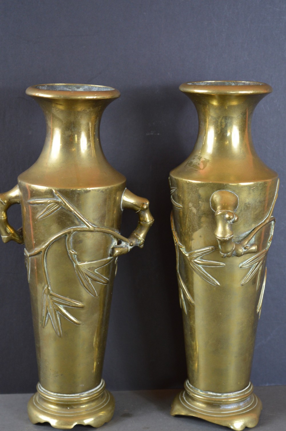 Pair Large (4kg) Japanese Bronze Vases,c1890 View VI