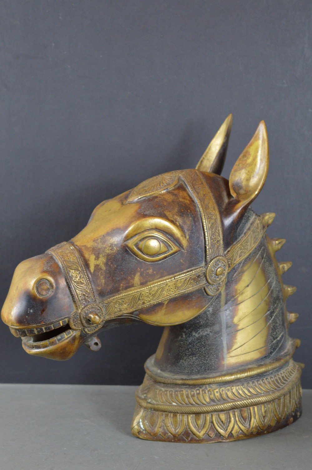 Large (6kg) Indian Bronze horse Head Statue,c1890