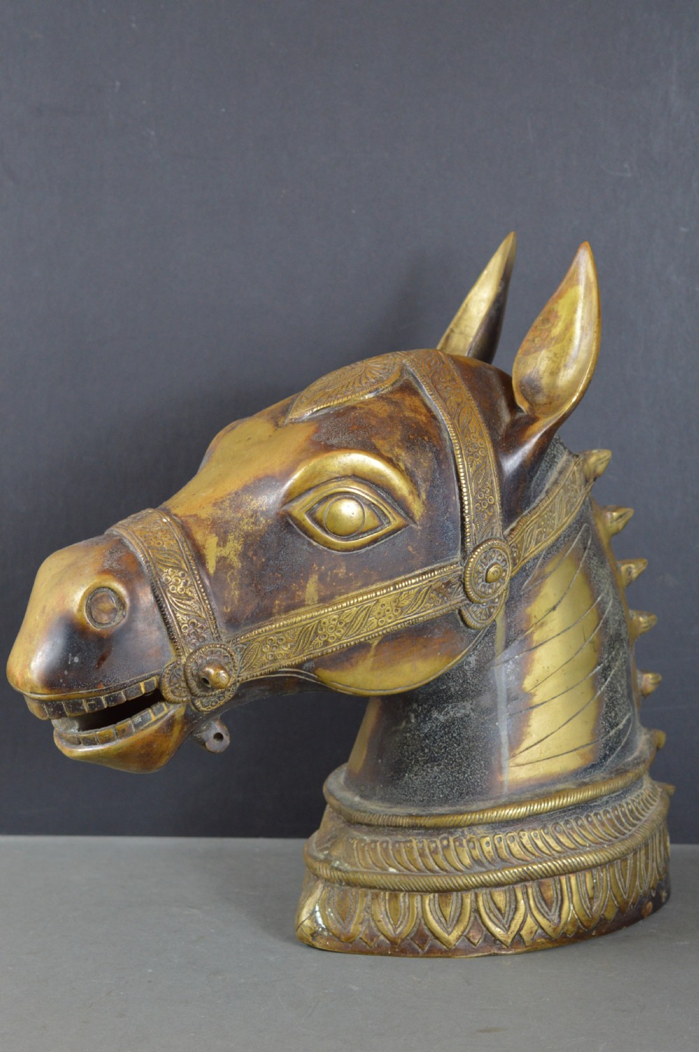 Large (6kg) Indian Bronze horse Head Statue,c1890 View II