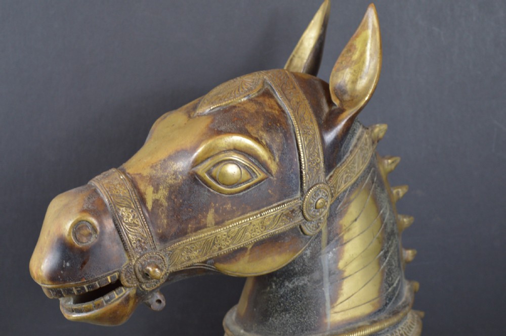 Large (6kg) Indian Bronze horse Head Statue,c1890 View III