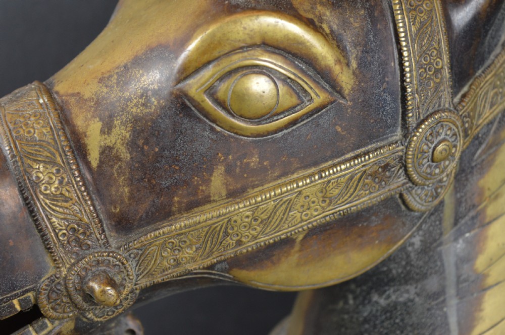 Large (6kg) Indian Bronze horse Head Statue,c1890 View IV