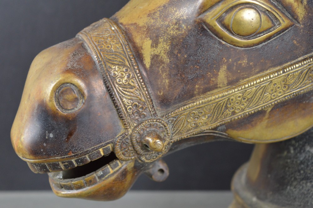 Large (6kg) Indian Bronze horse Head Statue,c1890 View V