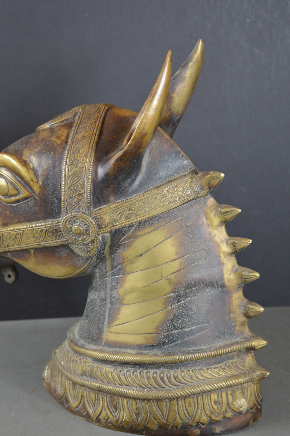Large (6kg) Indian Bronze horse Head Statue,c1890 View VI