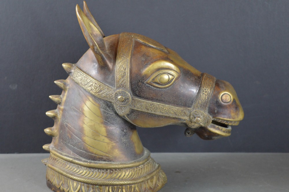 Large (6kg) Indian Bronze horse Head Statue,c1890 View VII