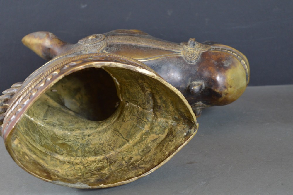 Large (6kg) Indian Bronze horse Head Statue,c1890 View X