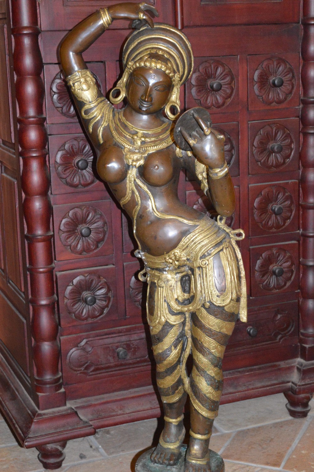 Large (104cm) Indian Bronze Statue Hindu Goddess, c1880