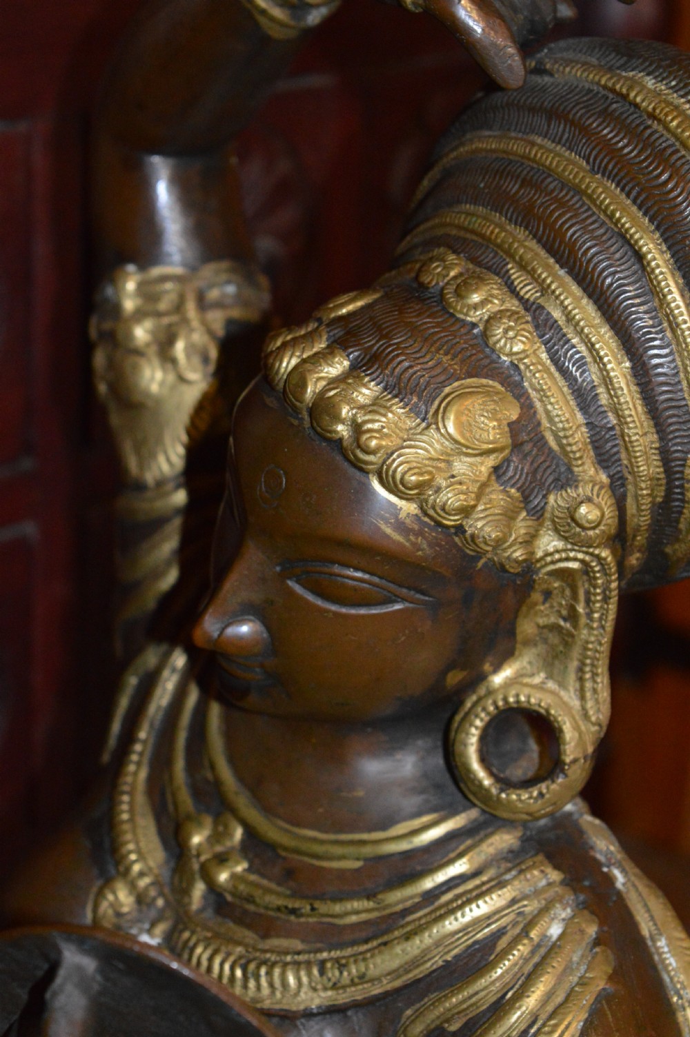 Large (104cm) Indian Bronze Statue Hindu Goddess, c1880 View XV