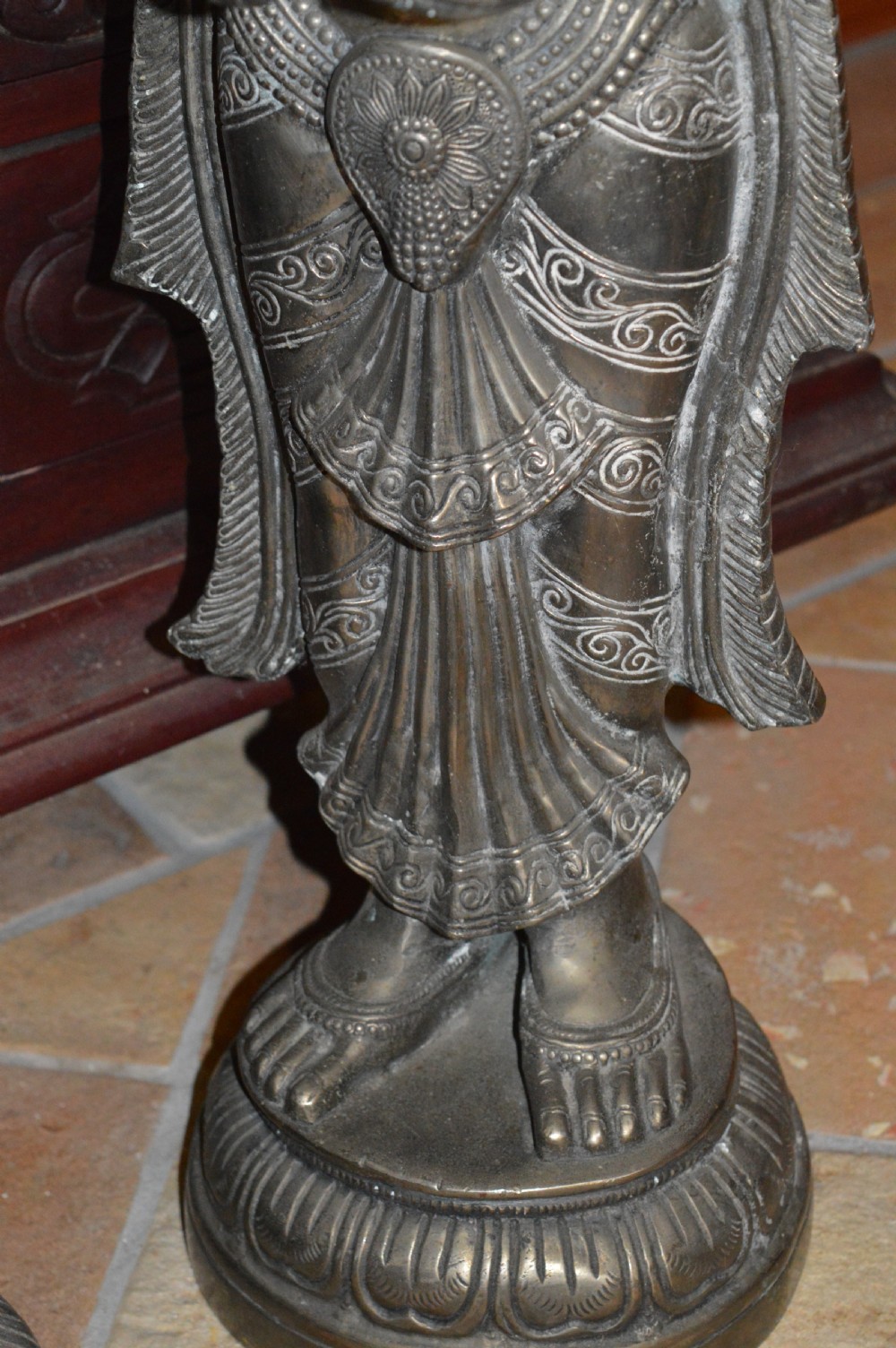Pair of Large (40kg) Indian Bronze Hindu Goddess Statues,c1890 View III