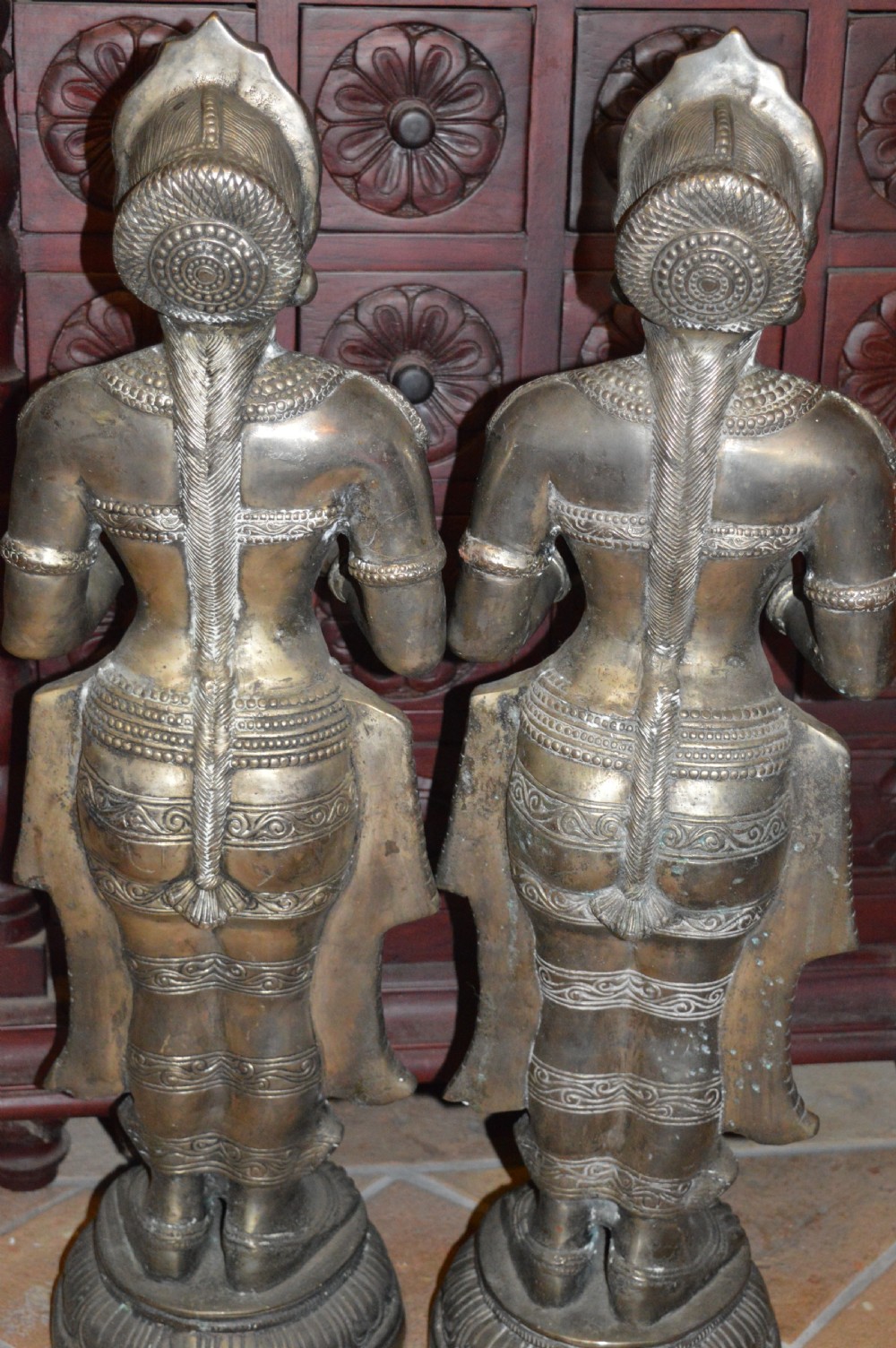 Pair of Large (40kg) Indian Bronze Hindu Goddess Statues,c1890 View VII