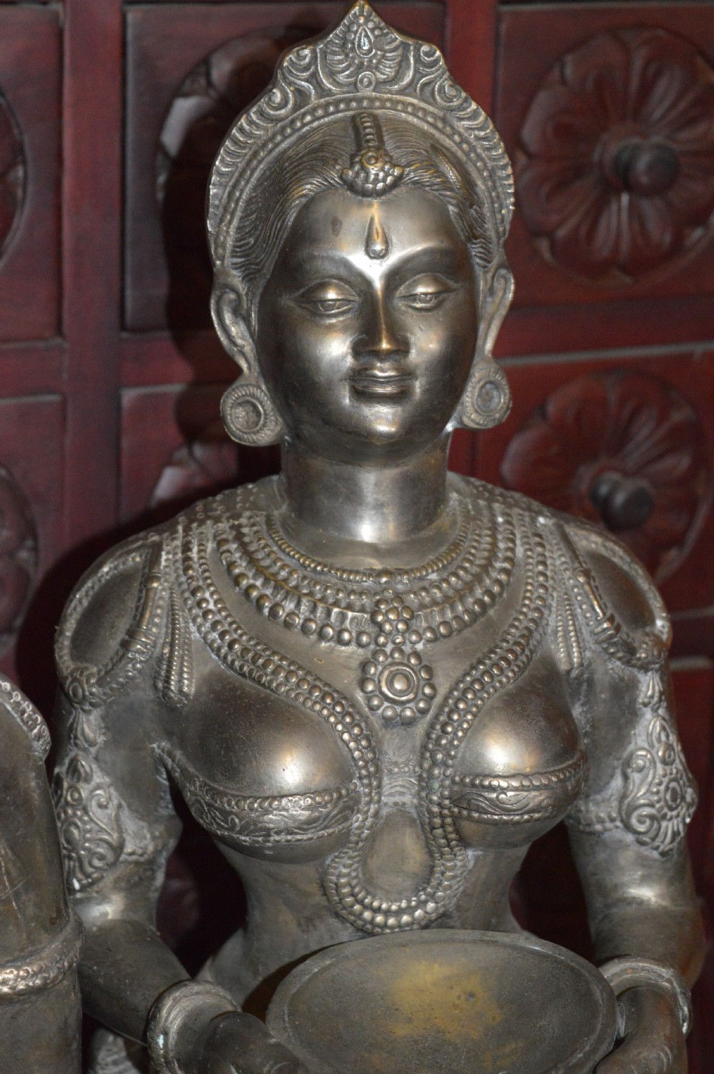Pair of Large (40kg) Indian Bronze Hindu Goddess Statues,c1890 View VIII