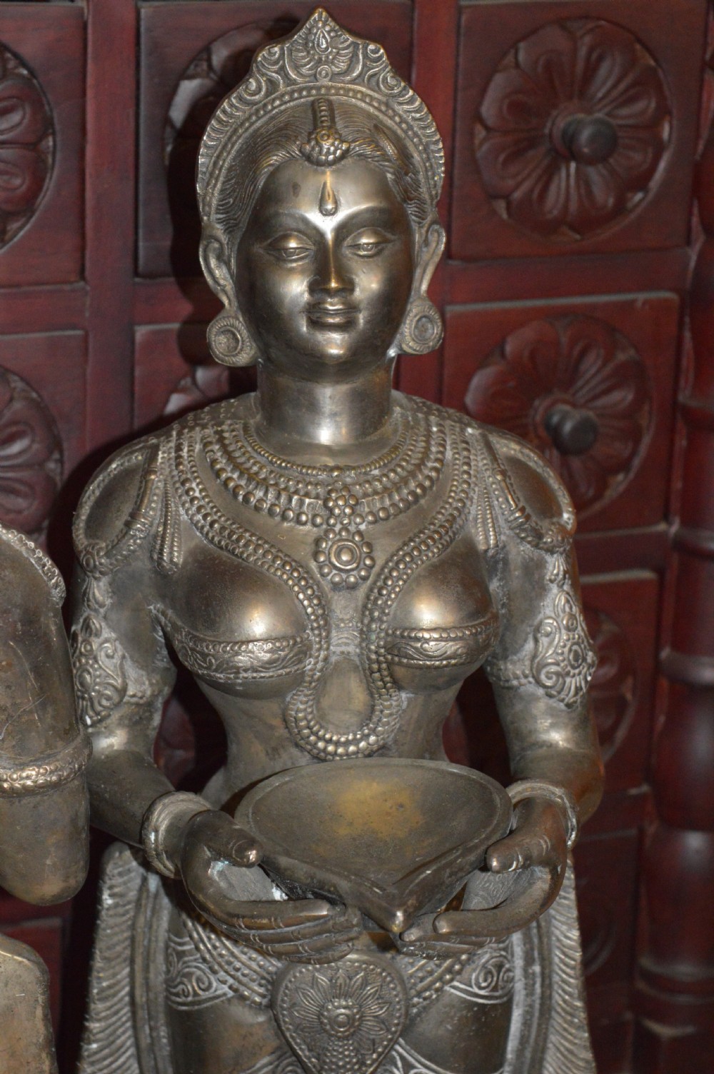 Pair of Large (40kg) Indian Bronze Hindu Goddess Statues,c1890 View IX