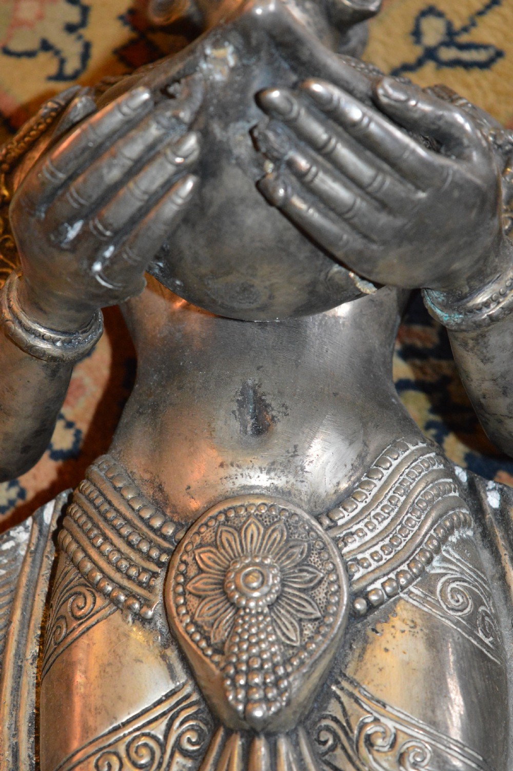 Pair of Large (40kg) Indian Bronze Hindu Goddess Statues,c1890 View XII
