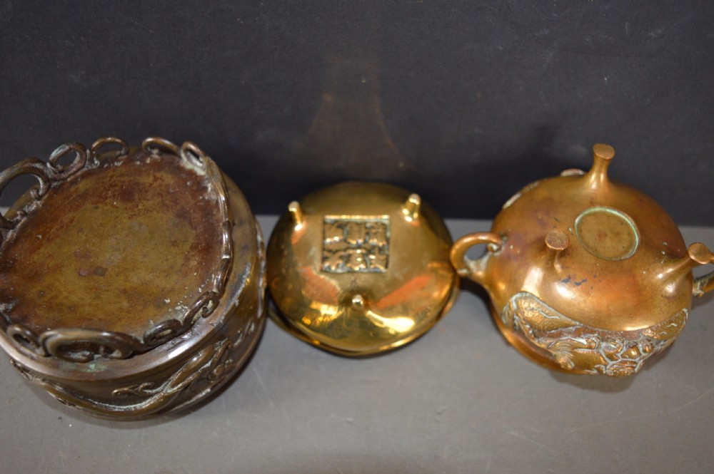 3 Small Chinese Bronze Censers,c1890 View V