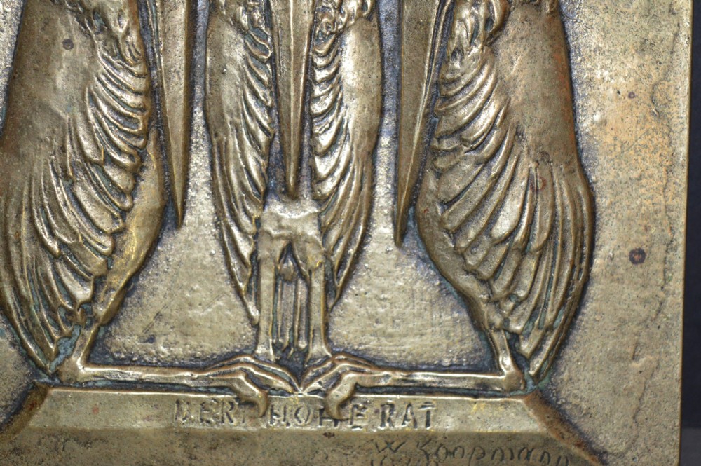 Bronze Plaque 3 Grotesque Birds, signed W Koopmann,1940 View II