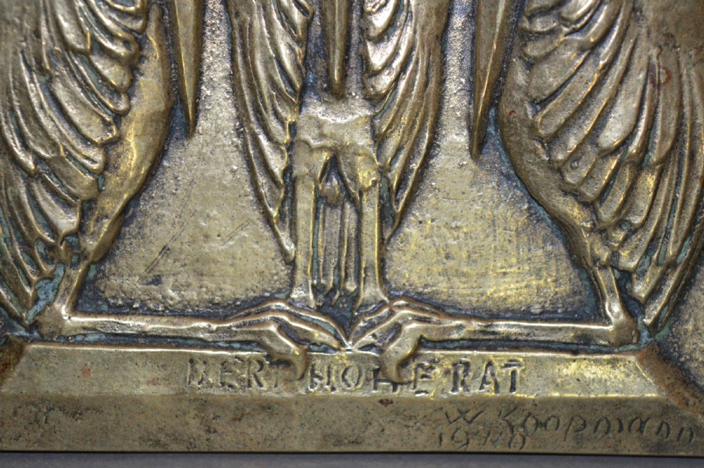 Bronze Plaque 3 Grotesque Birds, signed W Koopmann,1940 View IV
