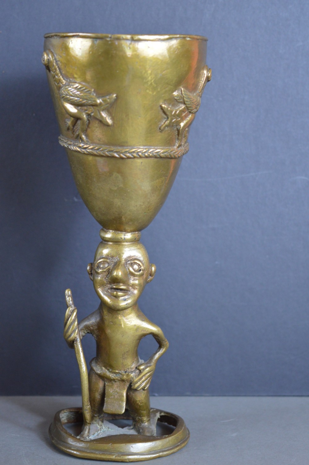 African Benin Bronze Ceremonial Goblet,c1920 View II