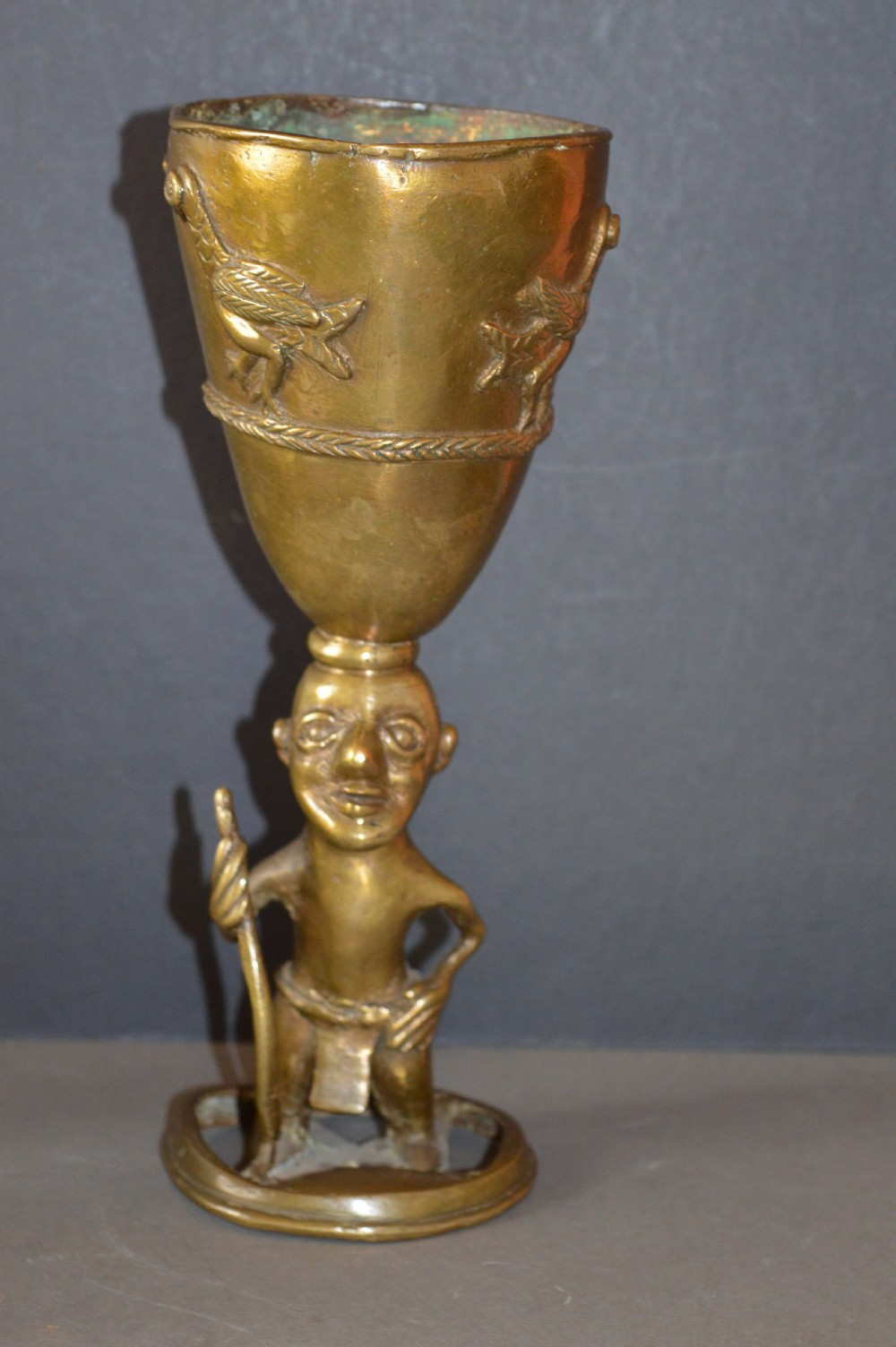 African Benin Bronze Ceremonial Goblet,c1920 View III