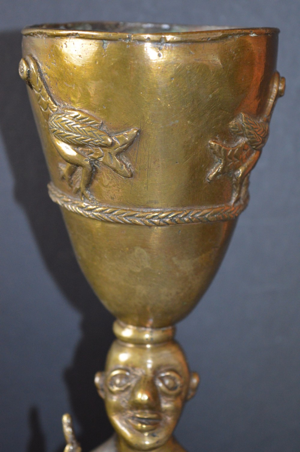 African Benin Bronze Ceremonial Goblet,c1920 View VI