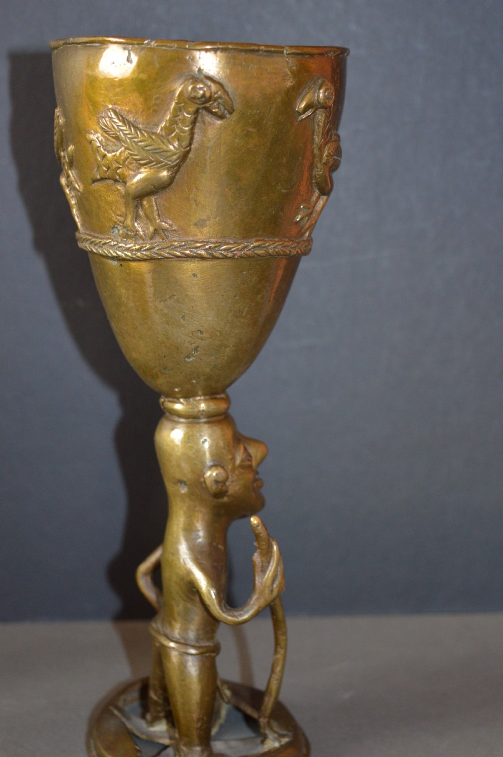 African Benin Bronze Ceremonial Goblet,c1920 View VII