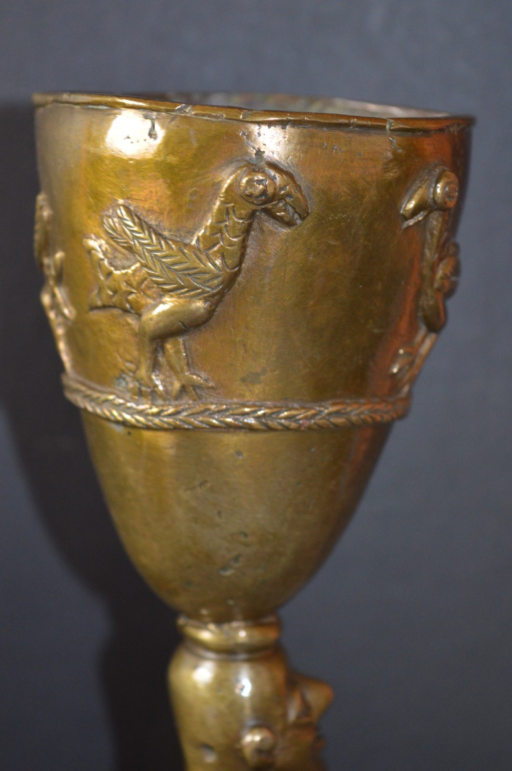 African Benin Bronze Ceremonial Goblet,c1920 View VIII