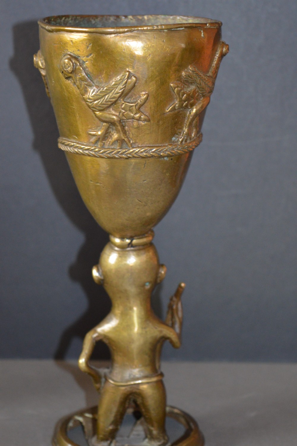 African Benin Bronze Ceremonial Goblet,c1920 View IX